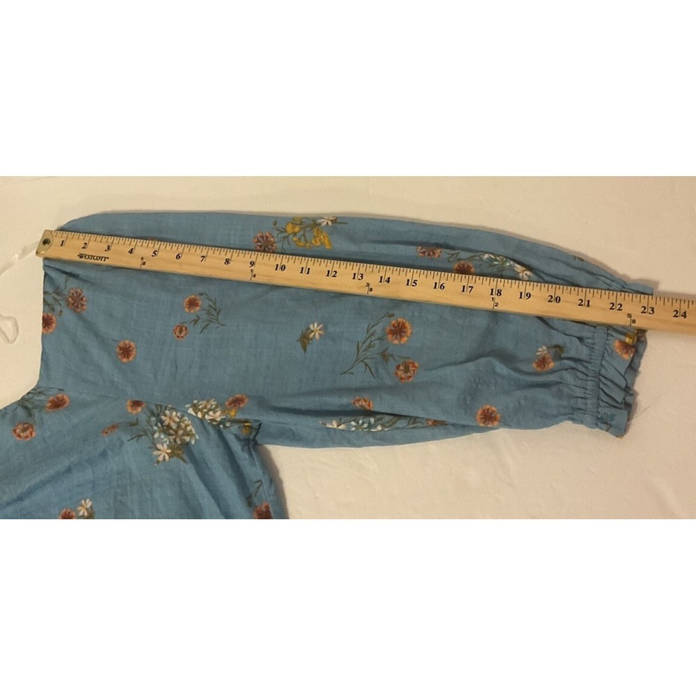 NWT ANA Bethany Peasant Blouse Crop Top Floral Print ElasT Puff Sleeve Sz 0X NEW - Picture 6 of 8